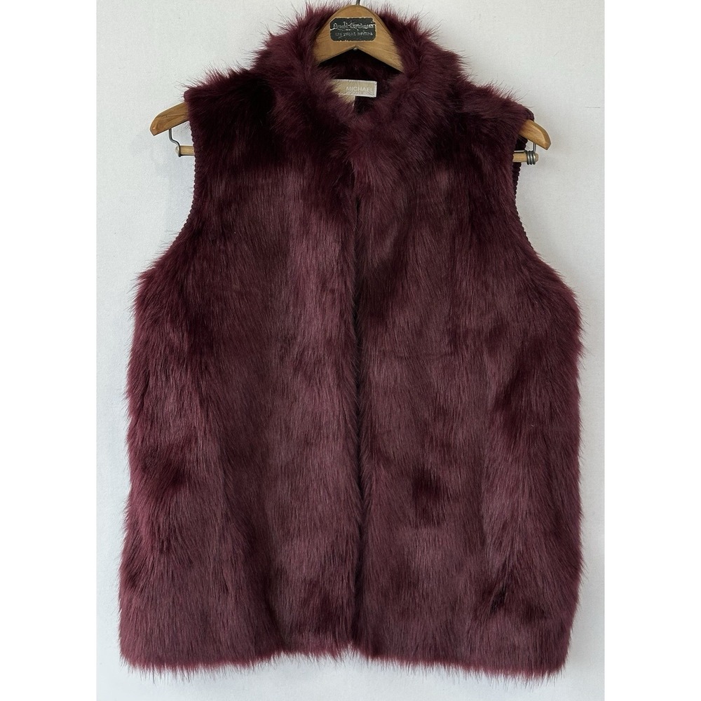 Michael Kors Faux Fur Vest Purple Classy Warm Women's L